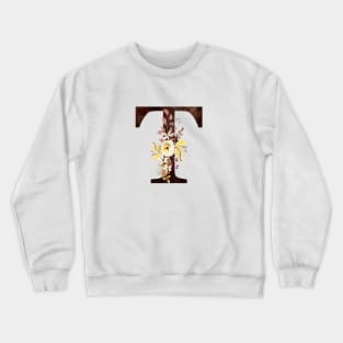 Floral Monogram T Lovely Autumn Foliage Crewneck Sweatshirt